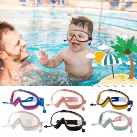 Outdoor Swim Goggles Earplug 2 in 1 Set for Kids Anti-Fog UV Protection Swimming Glasses With Earplugs for 4-15 Years Children